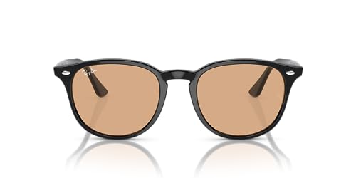 Ray-Ban RB4259F Low Bridge Fit Round Sunglasses, Black/Brown, 53 mm