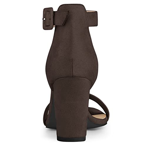 Image of Allegra K Women's Open Toe Chunky High Heel Buckle Ankle Strap Sandals