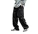 THWEI Cargo Pants for Men Drawstring Elastic Waist Casual Baggy Pant Black M