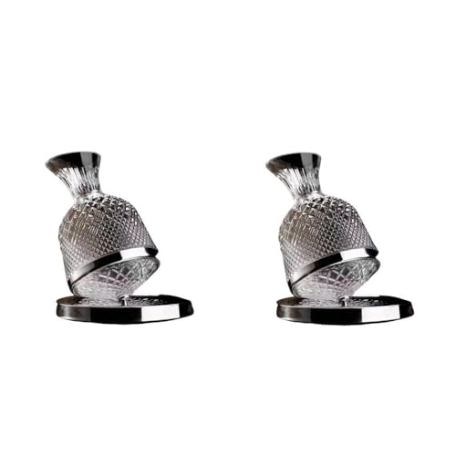 DrivEx 2個 デキャンタ 回転ワインデカンタ 360度回転 デカンタ デカンター カラフェ キャンテ 果実酒 (シルバー*2)