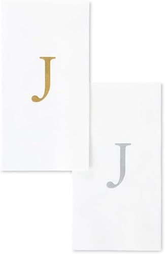 Vista 20 de AMERICAN HOMESTEAD - Toallas de mano desechables – Servilletas plateadas con monograma – Toallas de papel de baño similares al lino para invitados