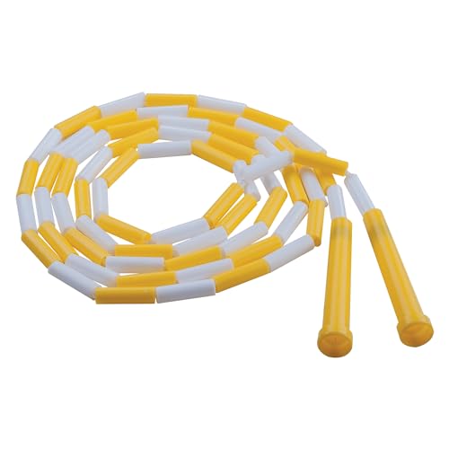 Champion Sports Classic Plastic Segmented Beaded Jump Ropes - Phys. Ed, Gym, Fitness and Recreational Use, 8'L, Yellow/White