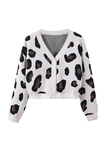 Image of WDIRARA Girl's Strawberry Printed Button Front Long Sleeve Casual Cardigan Sweaters