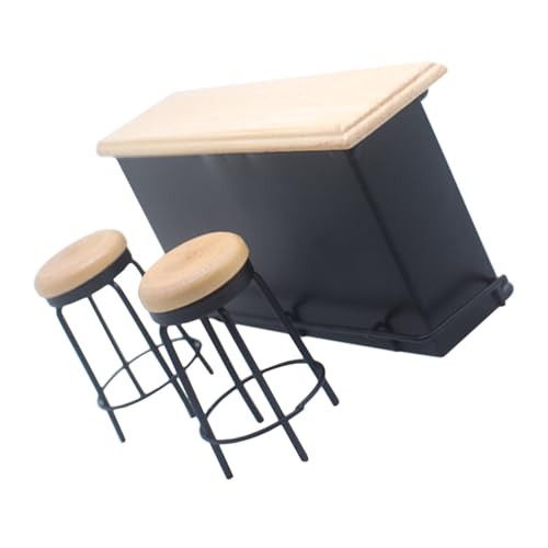 Meubles miniatures de bar en bois avec chaises pour maison de poupée