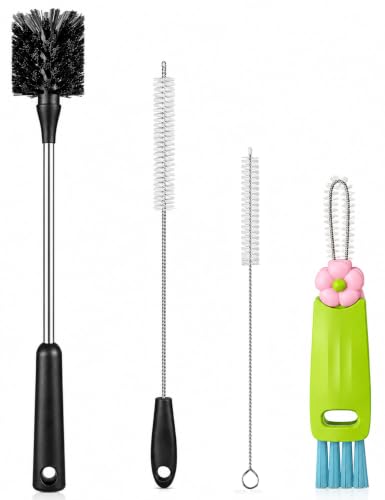 4 Pack Bottle Brush, Long Scrub Cleaning Brushes with Straw & Lid Brushes