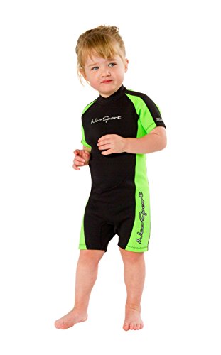 NeoSport Wetsuits Children's Premium Neoprene 2mm Shorty Wetsuit, Black/Lime, Size Four
