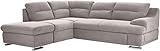Mivano Ecksofa Coast / Große Sofagarnitur in L-Form mit Ottomane links, 264 x 88 x 217, Mikrofaser: hellgrau