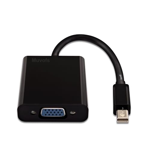 Image of Mini DP to VGA Adapter, Mini Display Port Male Thunderbolt Compatible to VGA Female Converter, Black MFMDPMVGF