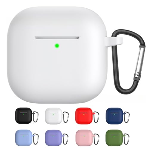 Capa Protetora de Silicone para AirPods 4ª Geração com Mosquetão – Antipoeira, Antiqueda (Branco)