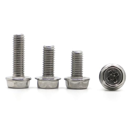 YCPIN(小さな店) M4 M5 M6 304ステンレス鋼 メートル法 十字穴付き外六角フランジヘッドネジ(8mm,M4 10pcs)