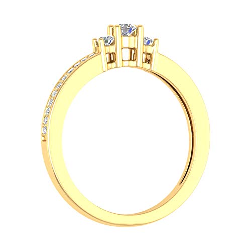 10K Solid Gold 3-Stone Diamond Engagement Ring (0.22 Carat)2