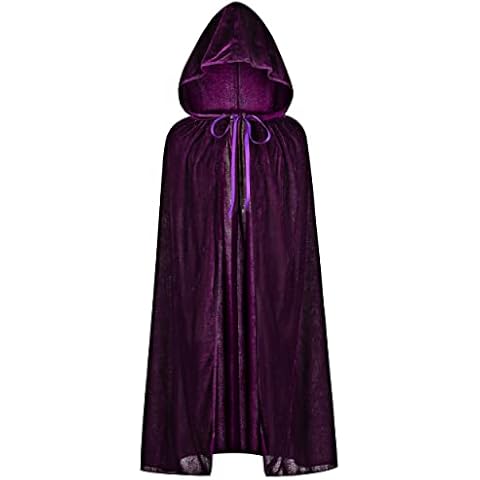 maxToonrain Velvet Hooded Cape for Kids, Unisex Cloak with Hood for Halloween Christmas Boy&Girls Fancy Dress Costume (80cm, Purple) Cover