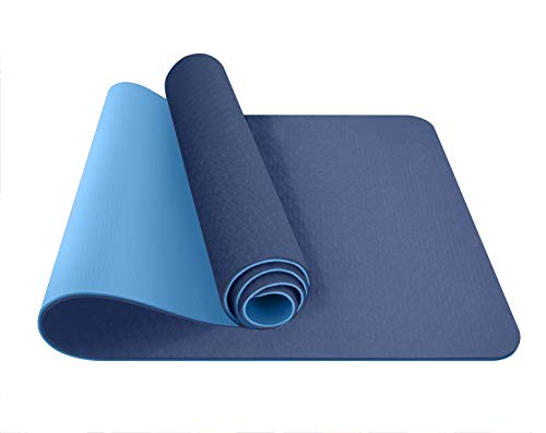 ComFyMat yogamat – antislip gymmat, trainingsmat voor pilates, meditatie, vrouwen, mannen, fitness oefenmat, 183cmx61cmx6mm (marine/blauw)