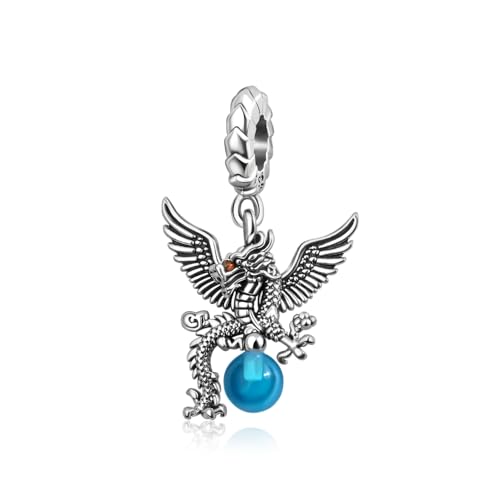 Abalorio de dragón y huevo azul de plata 925 para regalar en ocasiones