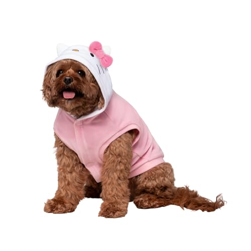 Hello Kitty and Friends Hello Kitty Dog Hoodie - Velvet Plush Hooded Pet Shirt with Character Design (Medium)
