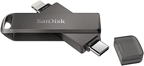 Image of SanDisk iXpand Luxe 64GB Flash Drive for iPhone, iPad Tablet & USB Type-C Devices - 3.1 Drive for Lightning & TypeC Ports (NOT Type-A) SDIX70N-064G-GN6NN Bundle with 1 Everything But Stromboli Lanyard