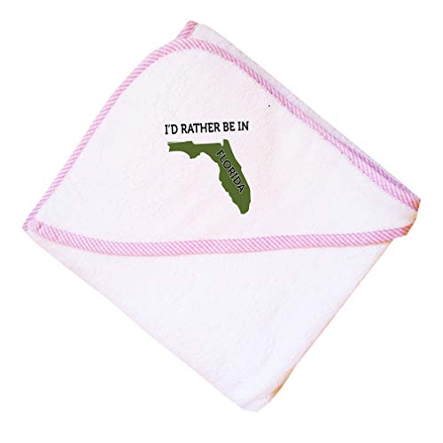 I'D Rather Be In Florida Boys-Girls Cotton Baby Hooded Towel - Pink, One Size