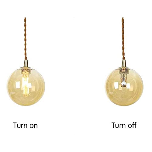 Suspension globe en verre ambre style rétro chic avec douille E27
