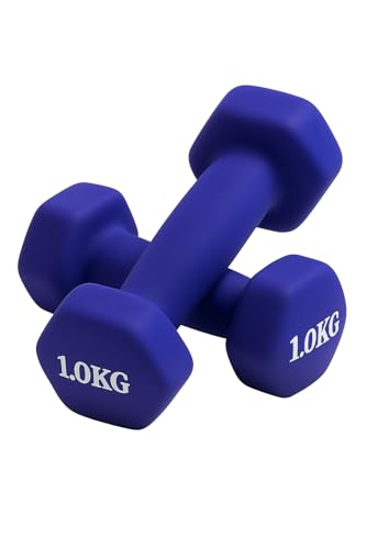 Endless Neoprene Coated Fixed Dumbbell for Gym Exercises | Pair of 1 Kg (2 * 2.2 LB) | Material : Iron with Vinyl Coat | Weights for Women and Men