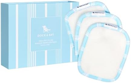 Dock & Bay Reusable Makeup Pads - Face & Skin Cleaner - Ultra Soft, Washable - 3 Pack with Included Wash Bag - (12x10cm) - Chamomile Blue
