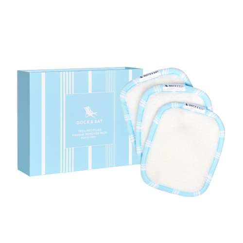 Dock & Bay Reusable Makeup Pads - Face & Skin Cleaner - Ultra Soft, Washable - 3 Pack With Included Wash Bag - (12X10Cm) - Chamomile Blue #TOP24