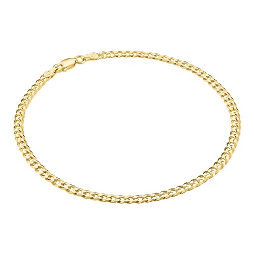KISPER Gold Ankle Bracelets for Women, 18K Gold Plated 925 Sterling Silver Anklets, Waterproof Tarnish Resistant, Curb/Rope/Figaro/Mariner Chain, 9, 10, 11 Inch