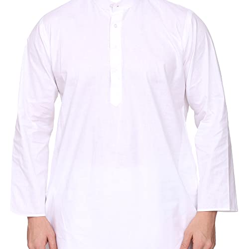 Men Cotton Kurta Pyjama Set Casual Regular Ethinic Wear Indian Dress White4