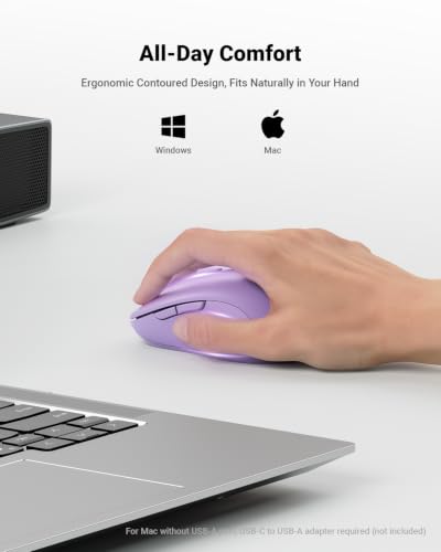 Image of wegear USB Wireless Mouse for Laptop PC Mac, 2.4GHz Cordless Mouse-Purple | Ergonomic Portable Optical Computer Mice with 6 Buttons, 5-Level Adjustable 4000 DPI,24-Month Battery Life