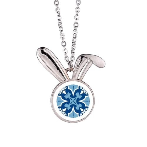 Collier marocain lapin bleu - Bijou pendentif femme original et coloré