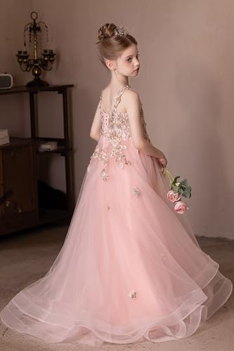Tulle Flower Girl Dresses for Wedding Floral Appliques Pageant Dress Birthday Party Ball Gowns with Beaded4