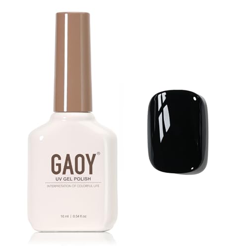 GAOY Black Self-Leveling Gel Polish, 16ml Soak Off Gel Polish,