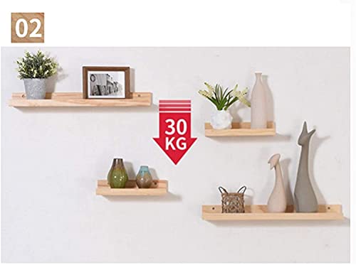 HJW Praktische opbergrek hout opknoping drijvende planken voor thuis decoratieve sets van 2 wandplank plank display rek voor plant pot wekker fotolijst decoratie cadeau 1Huiyang-01020, bruin - Image 4