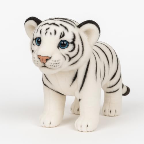Image of Zebra & White Tiger Soft Toy Combo | 25cm Realistic Plush Animals for Kids | Stuffed Animal Gift Set for Boys & Girls | Birthday Gift & Home Decor