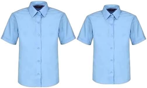 Casa D'Or Paquete de 2 camisas de uniforme escolar para niños y hombres, de manga corta, color azul, ajuste regular, para el regreso a la escuela, paquete de 2, azul, 18 Años