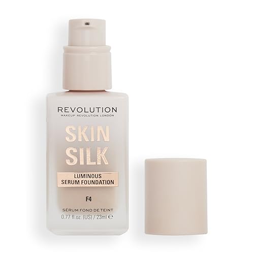 Makeup Revolution Skin Silk Serum Foundation Light to Medium Coverage Contains Hyaluronic Acid F4 23ml