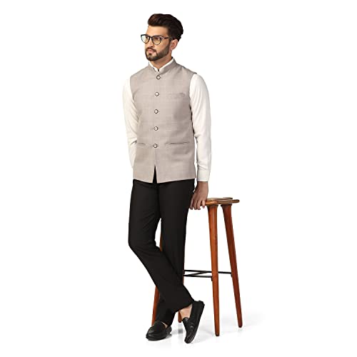 Image of TAHVO Men's Cotton Blend Nehru Jacket