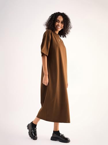 Image of Sassafras Basics Women's Oversized T-Shirt Casual Fit Half Sleeves Streetwear Dress