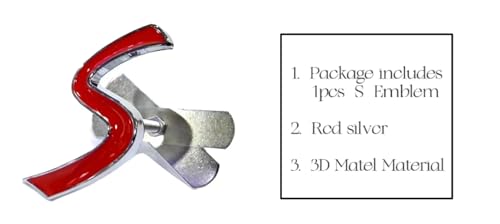 Image of 1x Metal S Lettering Front Grille Grill Chrome Emblem Badge Fit for Universal Cars(red Silver)