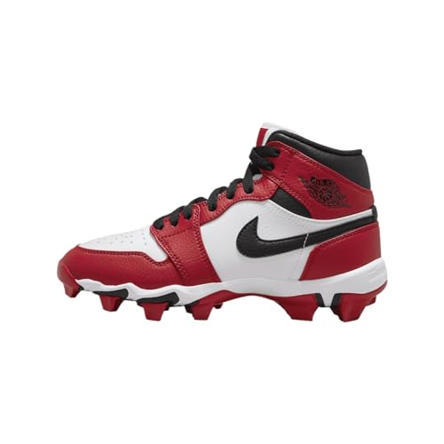 Jordan 1 Mid Little/Big Kids' Cleats (HF6883-106, White/Gym Red/Black) Size 11