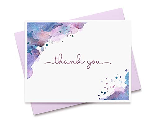 Watercolor Thank You Cards With Envelopes Notes Blank Inside Notecards Stationary Gift Set for Women