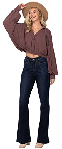 Judy Blue Women's High Waisted Raw Hem Tall Flare Jeans