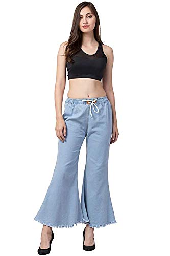 Image of Magic Women's & Girls Regular Fit Jeans Casual Denim Palazzo Style Side Desgin (Light