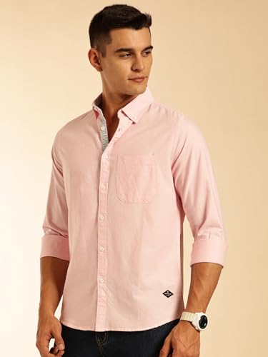 Image of Thomas Scott Men's Premium Slim Fit 100% Cotton Casual Shirt | Button-Down Collar | Full Sleeves | Solid Shirt for Men
