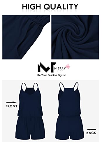 Image of MISFAY Womens Summer Loose V Neck Spaghetti Strap Short Jumpsuit Rompers 2026