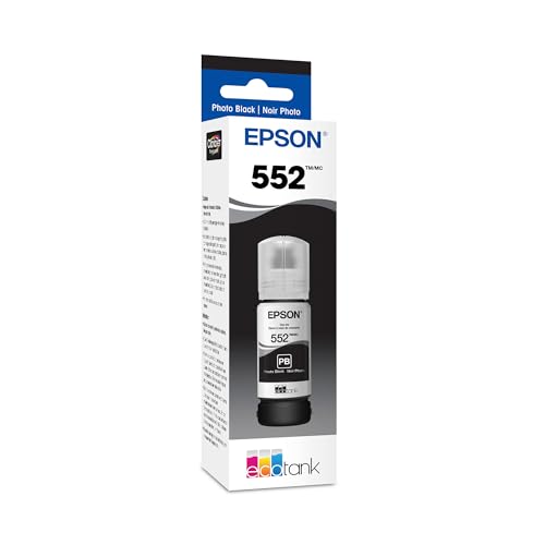 Image of Epson 552 EcoTank Ink Ultra-high Capacity Bottle Photo Black (T552120-S) Works with ET-8500, 8550