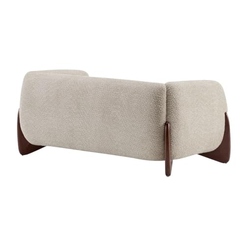 Image of Upholstered one Seater Sofa Three Seater Sofa with Wooden Legs for Living Room Hotels & Offices (Two Seater Boucle Beige)