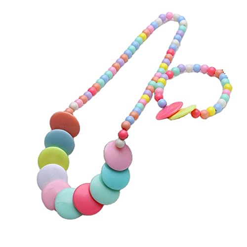 El Regalos Kids/Girls Candy Colors Beads Jewelry Set | Multi Colored Acrylic Beads Necklace & Bracelet Jewelry Set