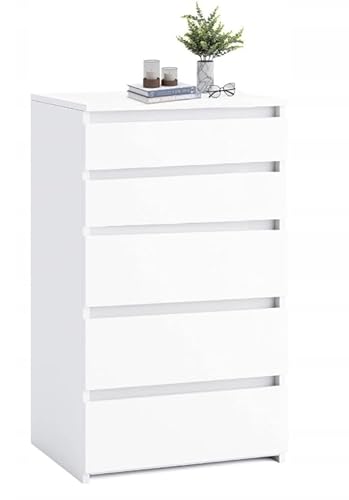 BDW: Cómoda Blanca con 5 cajones   Mueble