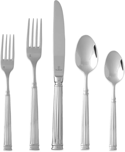 FORTESSA Doria 18/10 Stainless Steel Flatware, 20 Piece Place Setting With Table Knives, Forks and Spoons (Service For 4), Dishwasher Safe, Polished