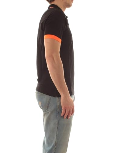 SUN68 Polo Manica Corta A35120 Colletto Con Riga Fluo Piccola Tg. Xl Col. 11 Nero - 4